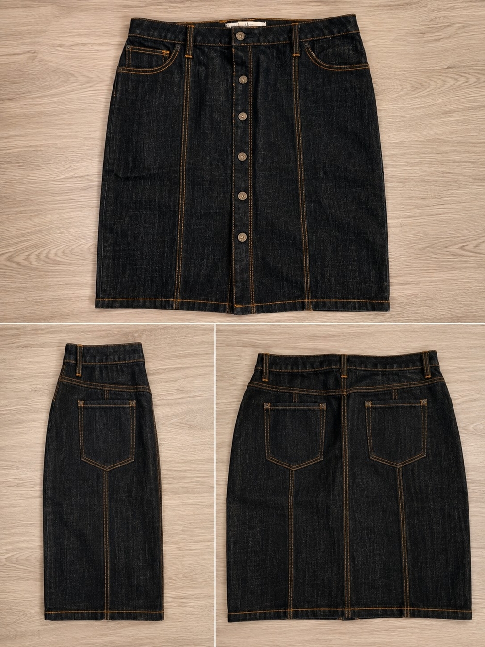 Mixit Dark Indigo Denim Pencil Skirt with Contrast Stitching